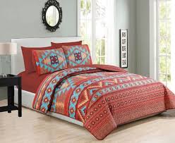 Turquoise Red Southwest Coverlet Quilt