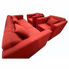 5 seater red leather sofa set