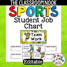 Sports Theme Student Job Chart Editable