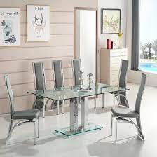 Jet Large Glass Dining Table In Clear