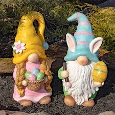 Set Of 2 Easter Garden Gnome Couple