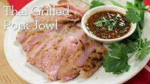 thai grilled pork jowl recipe คอหม ย าง