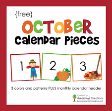 October Calendar Numbers And Header Free Printable 1st