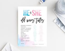 Gender Reveal Sign Template Old Wives Tales Chart Gender Reveal Decor Watercolor Gender Reveal Chart Sign Printable Templett