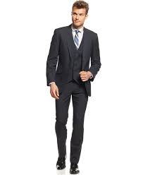 Unlisted By Kenneth Cole Navy Solid Vested Slim Fit Suit