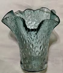 Vintage Art Glass Vase Very Large Aqua