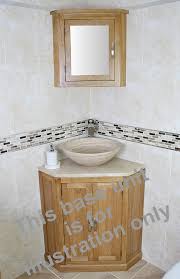 Solid Oak Wall Mounted Corner Bathroom