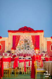 photo of unique wedding decor with red