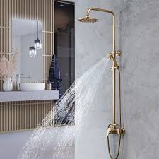 Antique Brass Exposed Wall Mount Shower