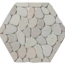 pebble mosaic flat white natural 9 7