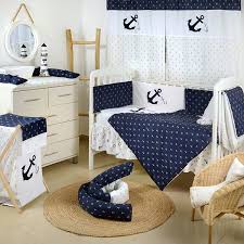 Navy Anchor Patch Nautical Crib Bedding