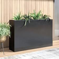 Frp Rectangular Black Planter For Garden