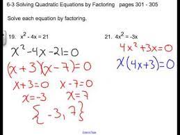 6 3 solving quadratic equations by