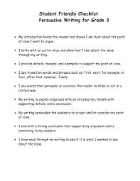 student friendly checklist persuasive