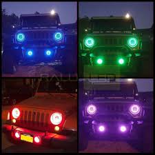 Jeep Wrangler Color Changing Halo Led Headlights Jk Jku Tj 1997 2018 Gen2 Rgb Pair