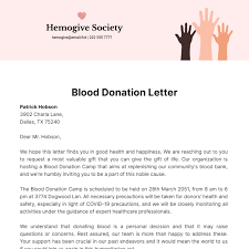 blood donation letter template edit