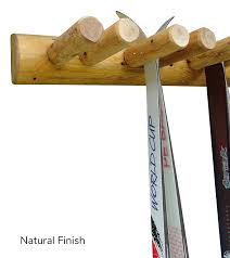 6 Place Wall Ski Rack Wooden Log