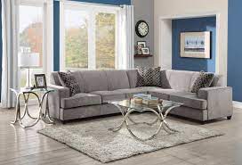 tess grey velvet sectional sofa