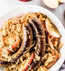 bratwurst and sauer with apples