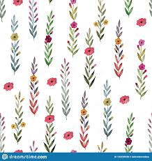 Seamless Pattern Of Spring Flowers And Plants Watercolor