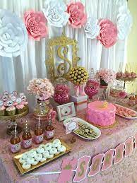 This adorable pink ballerina themed baby shower was submitted by kate petronis of and everything sweet.what a perfect way to celebrate a baby girl! Pink And Gold Baby Shower Baby Shower Party Ideas Photo 3 Of 7 Baby Shower Decorations Baby Shower Princess Gold Baby Showers