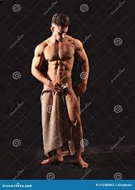 Totally Naked Muscular Bodybuilder Young Man in Studio Stock Photo - Image  of length, provoking: 212488062