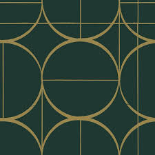 Gold Sun Art Deco Circles Wallpaper