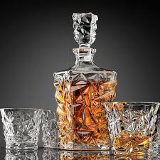 Glass Whiskey Decanter Set Cigars And