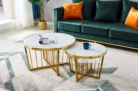 Montrose Marble Top Coffee Side Table Gold