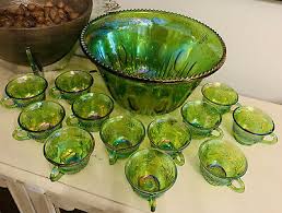 indiana carnival glass iridescent green