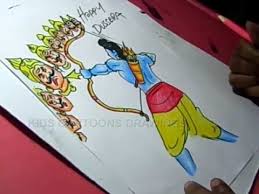 How To Draw Dussehra Greeting Drawing Step By Step