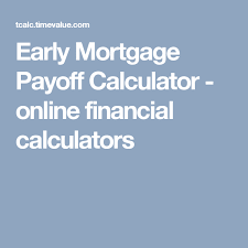 Early Mortgage Payoff Calculator Online Financial