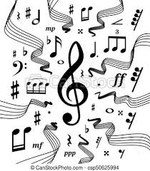 Musical Staves Vector Illustration With Music Notes And Symbols