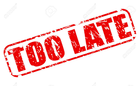 TOO LATE Red Stamp Text On White Royalty Free Cliparts, Vectors, And Stock  Illustration. Image 63995194.