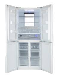 4 door fridge freezer hfdn180uk white glass