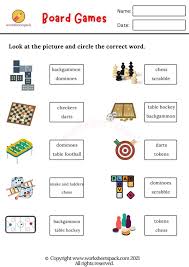 board games voary worksheets