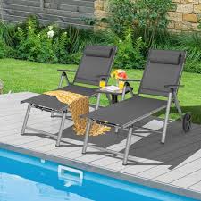 Gymax 2pcs Patio Recliner Chair Outdoor