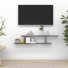 Wall Mounted Tv Shelf High Gloss Grey