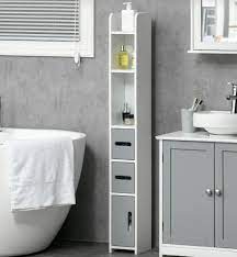 Narrow Bathroom Cabinet White Slim Unit