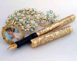 Mineral alpha soft touch pen with stylus: Penhero Com Pengallery Mabie Todd Hand Engraved Gold Filled Eyedropper C 1914