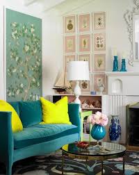 Turquoise Sofa Eclectic Living Room
