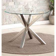 Dining Table Round Clear Glass Top