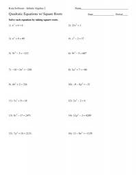 Quadratic Equations Square Roots Kuta