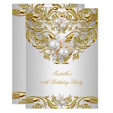 Royal Gold On White Pearl Elegant Birthday Party Invitation Zazzle Com