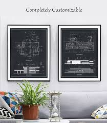 Custom Blueprint Wall Art Builder Gift