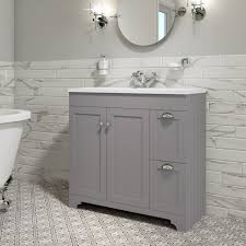 Not only are vanity units excellent. 900mm Grey Freestanding Vanity Unit With Basin Baxenden Better Bathrooms
