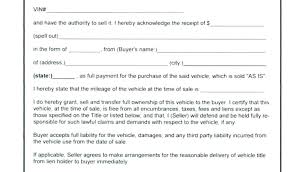 Motor Vehicle Bill Of Sale Template Personal Car Property Auto