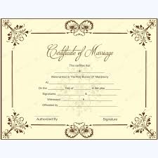 Marriage Certificate Template Microsoft Word Blank Marriage