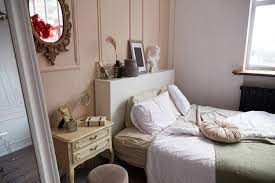 bed in contemporary bedroom interior