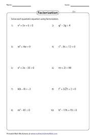 Quadratic Equation Quadratics Worksheets